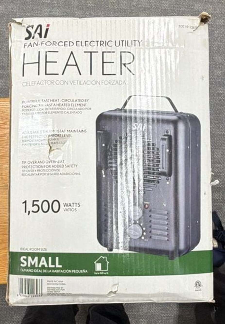 SAI Fan-Forced Electric Utility Heater 1500 Watts Black